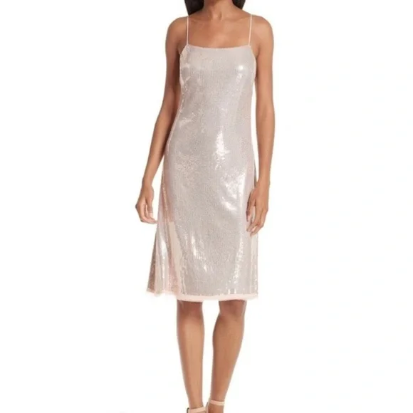 JASON WU GREY Sequin Slip Dress In Rose Quart 10 - Picture 3 of 14